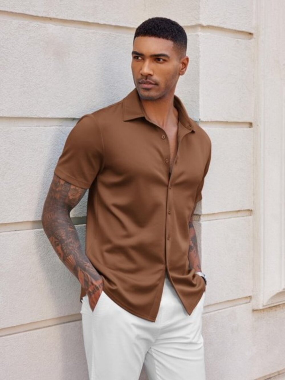 2 COOFANDY ✨ Short Sleeve Wrinkle Free Dress Shirts Lightweight Shirts M NWOT